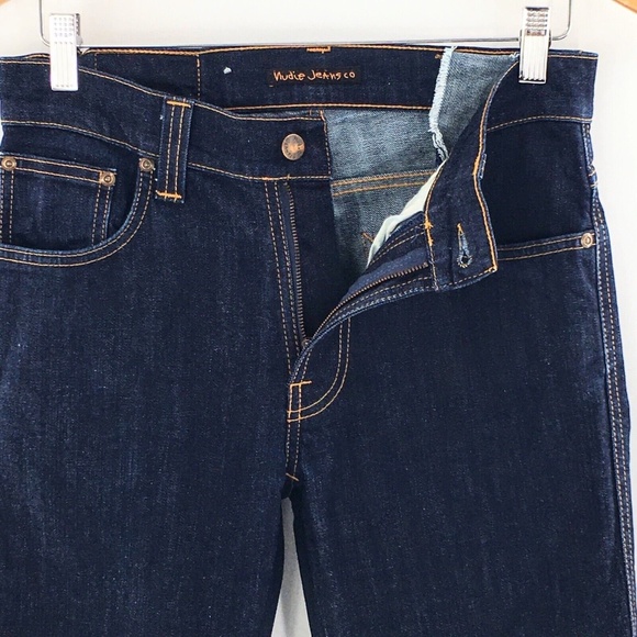 Nudie Jeans Mens Blue Slim Jim Dry Organic Ecru Embo Denim Made in Italy 30 x 33 - Picture 5 of 15